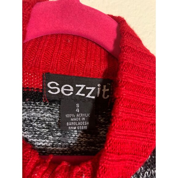 Sezzit Knit Sweater Quarter Zip Preppy Casual Y2K Retro Gray Red Boys Size 4 - Picture 3 of 3